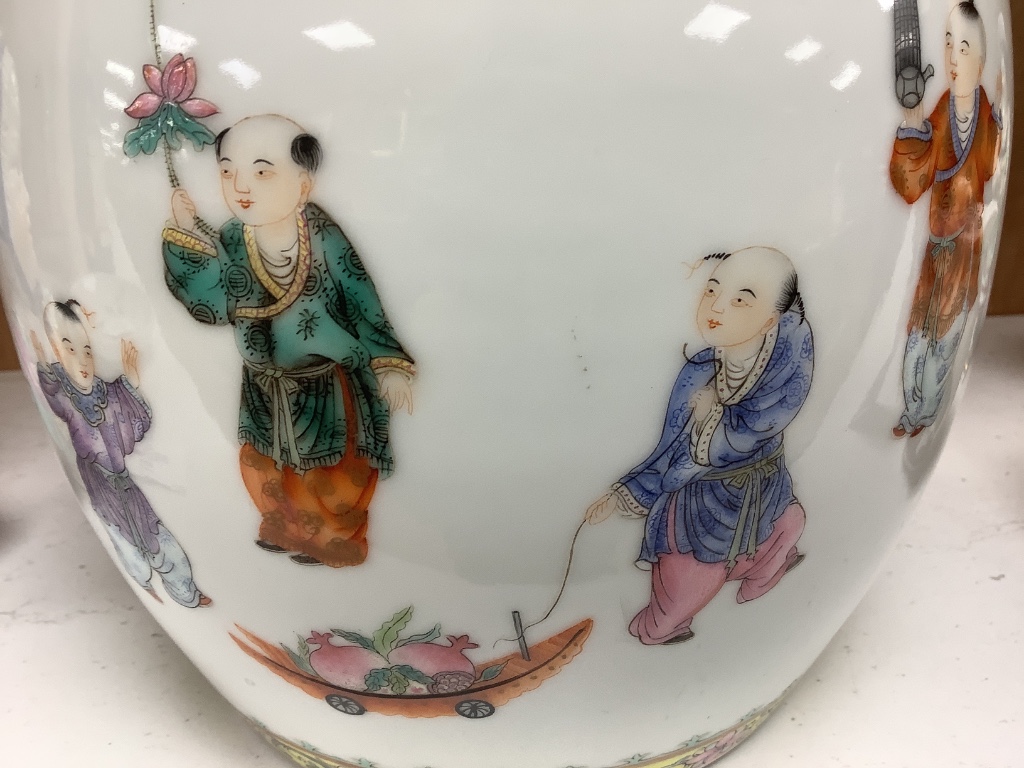 A Chinese famille rose 'Boys' jar, 16cm high